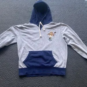 Polo Ralph Lauren Polo Football Bear Hoodie Size Large Color Blue/Gray